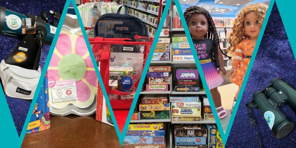 Various types of media available at the library